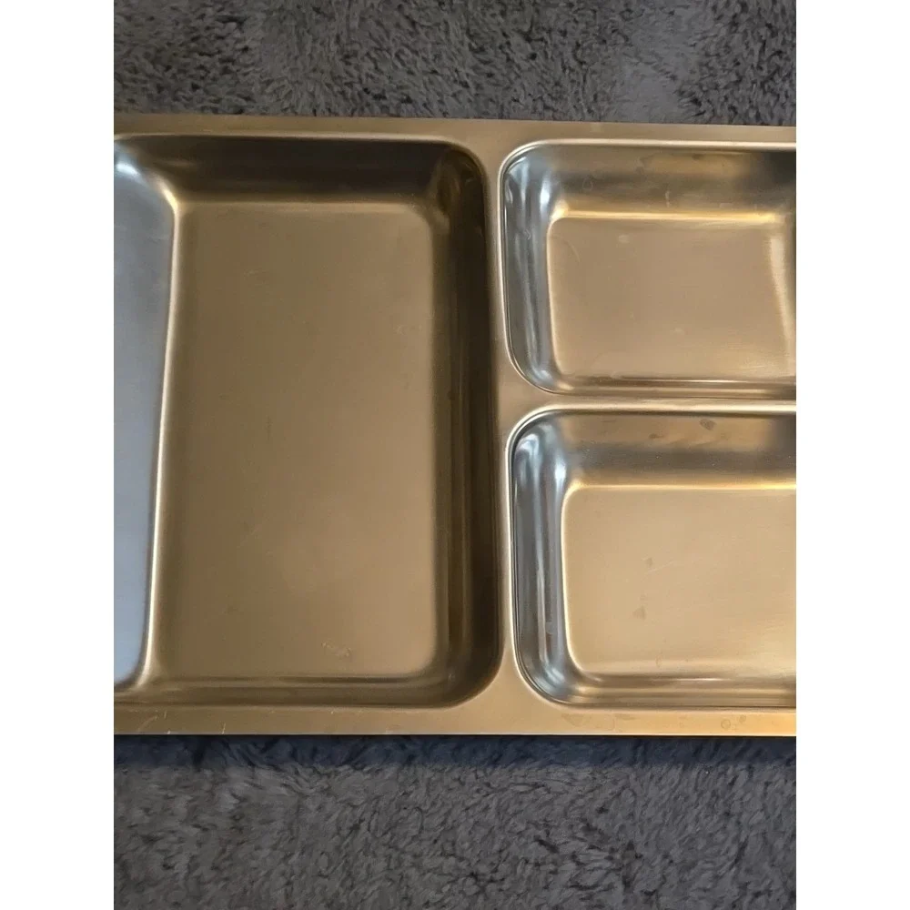 Vintage Kalmar Designs MCM Stainless Steel Teak Handles Divided Serving Tray 13